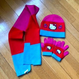 Hello Kitty scarf, hat and and gloves set